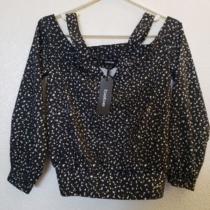 bebe polka dot blouse
